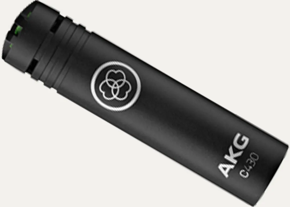 AKG C430 condenser microphone for drum overheads and cymbal capture