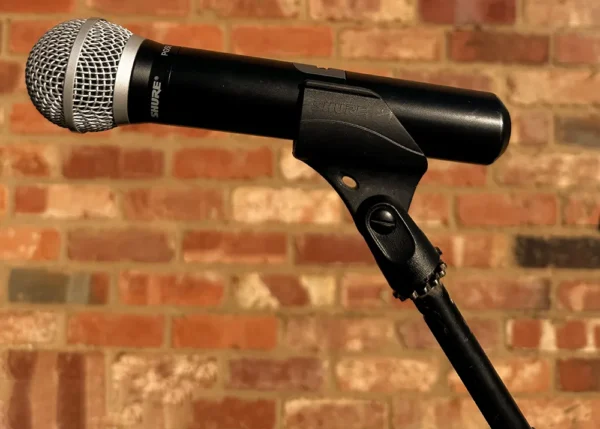 microphone on stand setup for speeches, vocals and live events