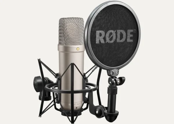 rode nt1-a condenser microphone with shock mount and pop filter