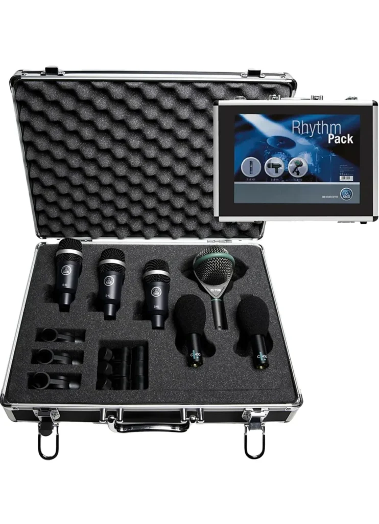 AKG Rhythm Pack microphone kit in hard case for drums, instruments and live event sound hire