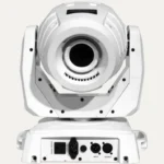 Rear view of white Chauvet Intimidator Spot LED 350 showing power and DMX connections