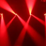 Red moving head beam effects from Equinox Vortex lights