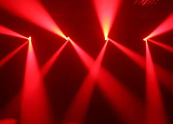 Red moving head beam effects from Equinox Vortex lights