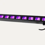 Equinox UV Mini Batten 9 ultraviolet light switched on for glow party and event lighting hire