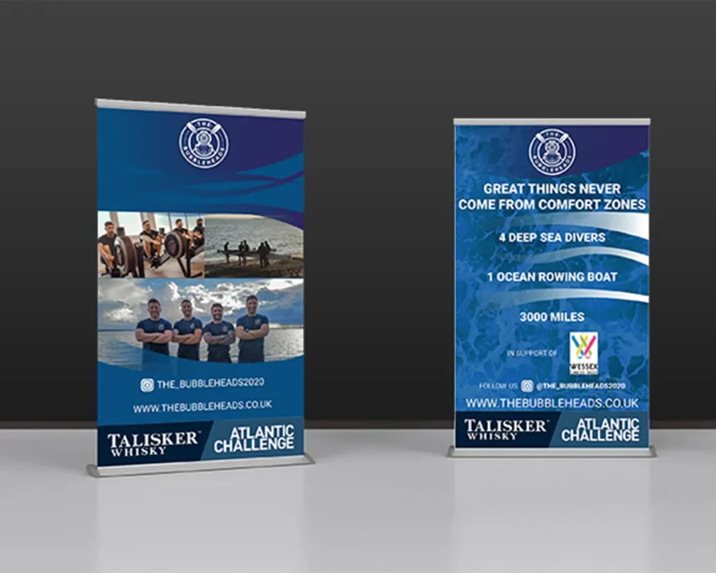 Branded roller banners for exhibition stand and trade show display