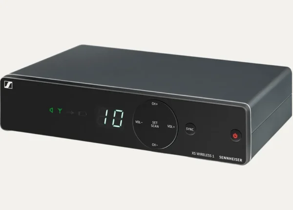 Close-up of Sennheiser XSW 1 wireless microphone receiver for speeches and live events