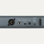 Rear panel of Sennheiser XSW 1 receiver showing XLR, jack and power connections