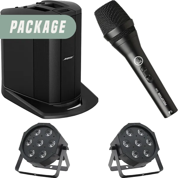 Speech & Presentation Package hire with Bose L1 Compact speakers, AKG wired microphone and mixer for live performances