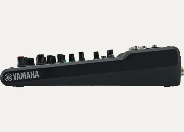 Side profile of Yamaha MG10 compact mixing desk for live sound and event audio