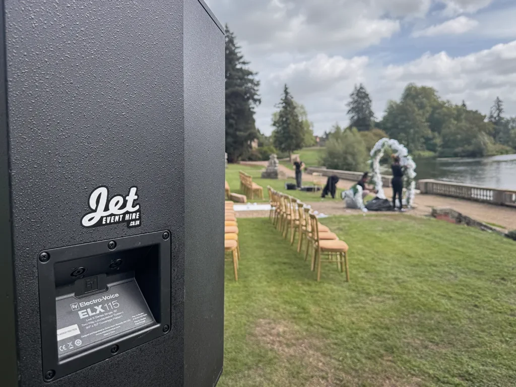 PA Speaker at an outdoor wedding in the west midlands